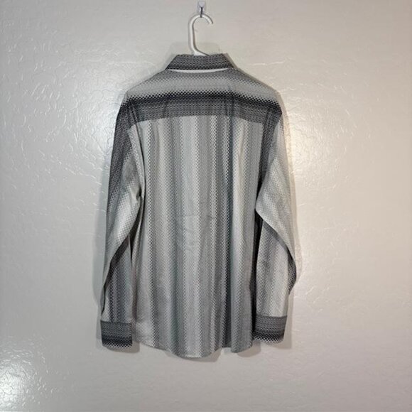 Jhane Barnes Dress Shirt Mens Large Gray Black Geometric Classic Fit Button Down - Picture 6 of 8